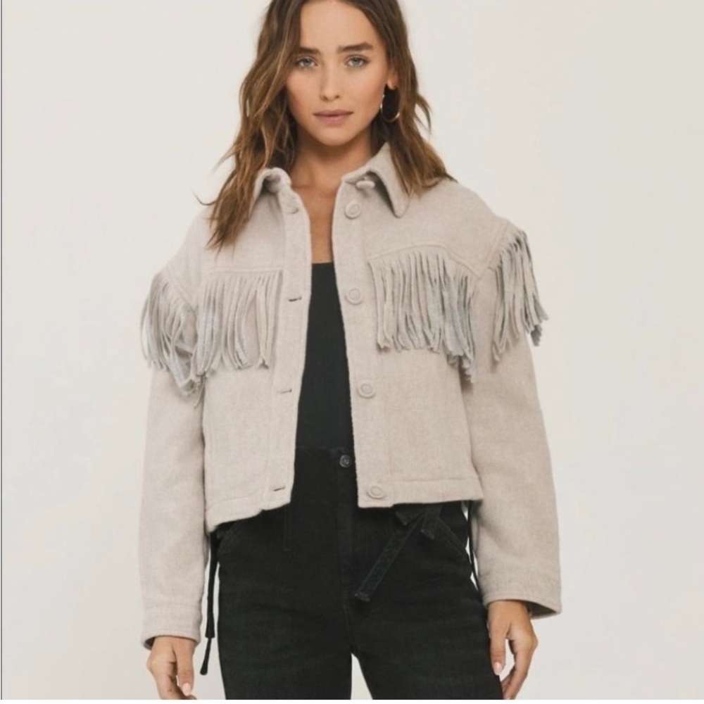 Something navy new with tags fringe wool jacket.